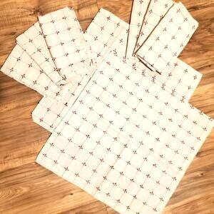 CYNTHIA ROWLEY Eight dinner napkins Natural with red metallic thread 19x18